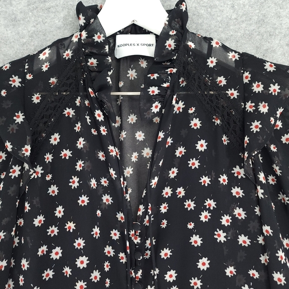 Kooples x Sport Long Sleeve Mini Floral Black Dress - Picture 3 of 9